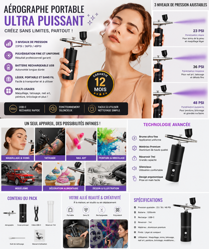 Kit Aérographe Portable Sans Fil