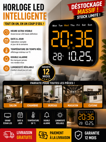 Réveil en Bois LED – Design Élégant &amp; Affichage Intuitif
