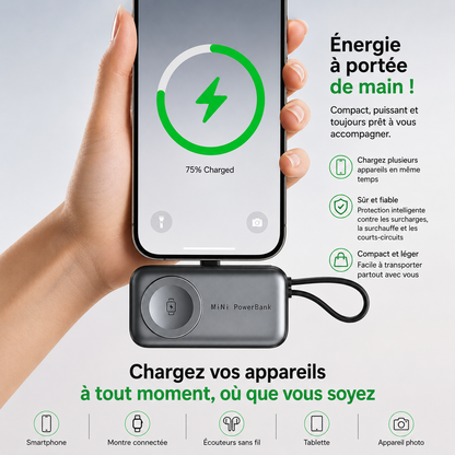 Batterie Externe Magnétique 3 en 1 30000mAh Charge Rapide Sans Fil