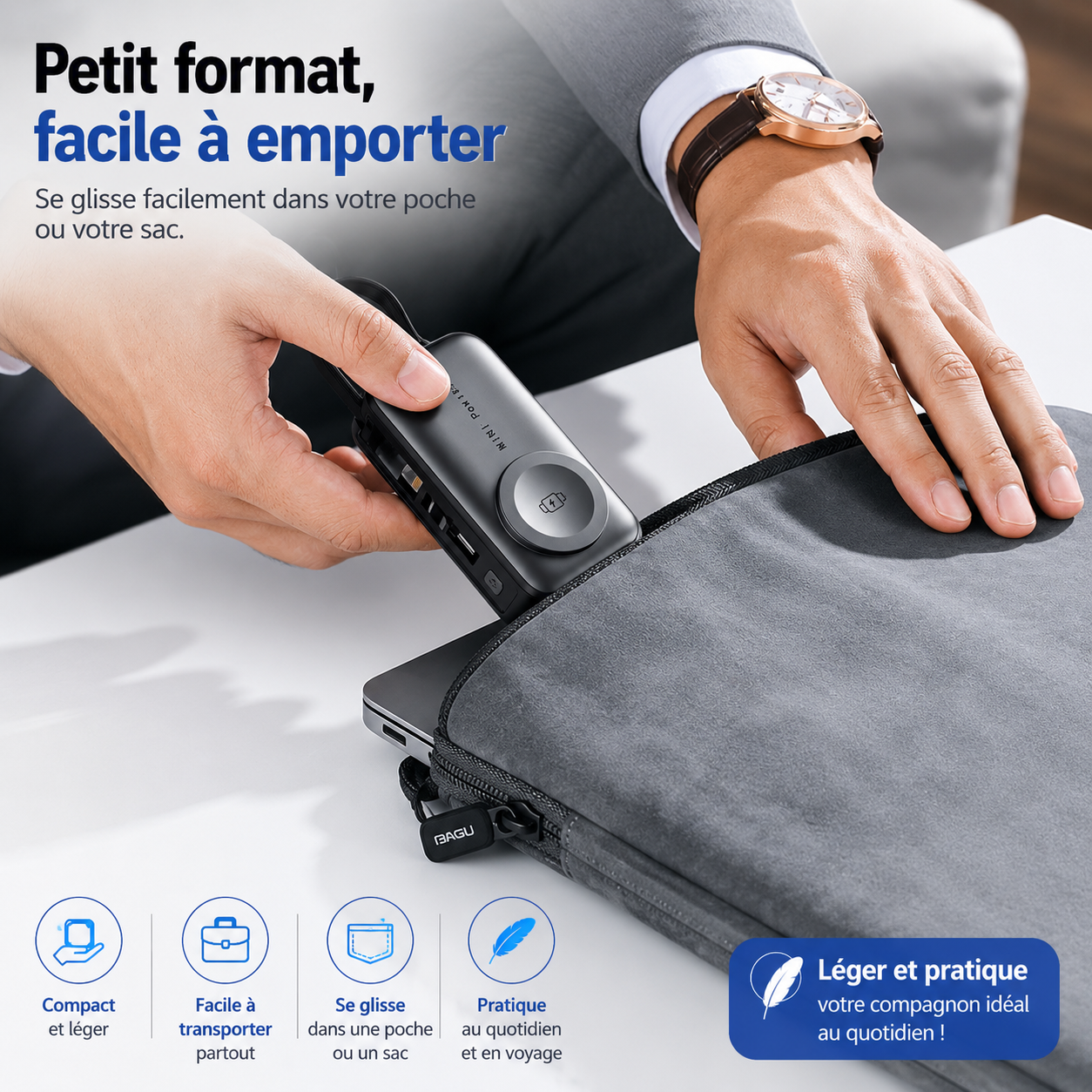 Batterie Externe Magnétique 3 en 1 30000mAh Charge Rapide Sans Fil