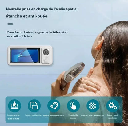 Support de douche pour téléphone étanche | Support de téléphone douche avec haut-parleur, étui mural anti-buée transparent étanche pour écran tactile pour téléphones 4 à 7 pouces