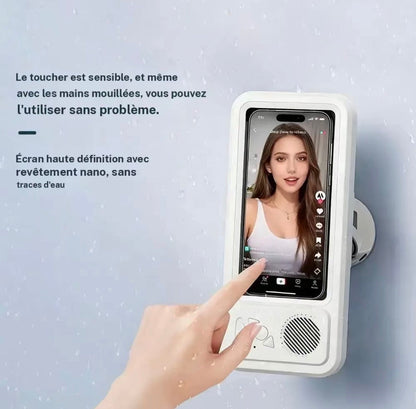 Support de douche pour téléphone étanche | Support de téléphone douche avec haut-parleur, étui mural anti-buée transparent étanche pour écran tactile pour téléphones 4 à 7 pouces