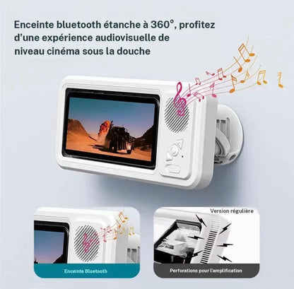 Support de douche pour téléphone étanche | Support de téléphone douche avec haut-parleur, étui mural anti-buée transparent étanche pour écran tactile pour téléphones 4 à 7 pouces