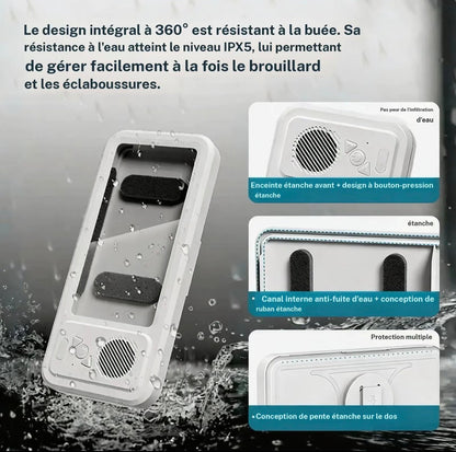 Support de douche pour téléphone étanche | Support de téléphone douche avec haut-parleur, étui mural anti-buée transparent étanche pour écran tactile pour téléphones 4 à 7 pouces
