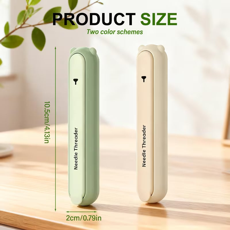 Outil de Couture 2-en-1 – Enfile-Aiguille Automatique + Compartiment de Rangement