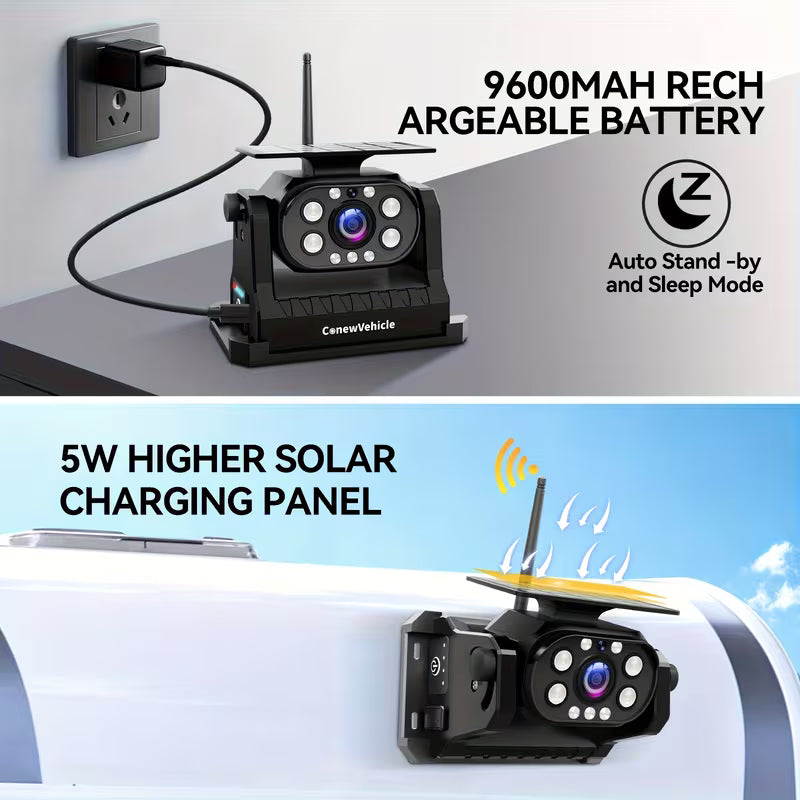 Caméra de Recul Solaire Sans Fil Magnétique – Installation Facile et Vision HD 1080P