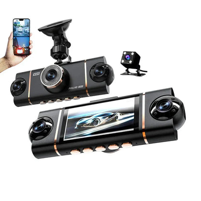 Caméra Dashcam 360° à 4 Objectifs – Sécurité Totale sur la Route
